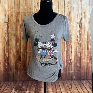 Disney Women’s Mickey Minnie Disneyland Rhinestone Graphic T-Shirt Knot Side XS